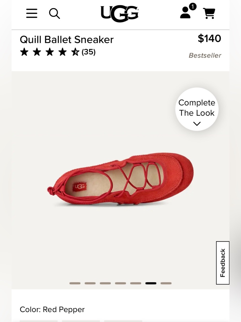 UGG Quill Ballet Sneaker in Red Suede